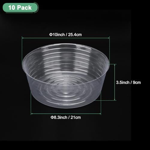 M METERXITY 10-Pack Plastic Plant Saucer, 10 Inch Clear Thin Plant Saucer Drip Tray for Indoor/Outdoor, Planter Liners Nursery Pots - Image 3