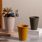 Planter Flower Pots Solid Color High Thin Round Thick Side Plant Pots Tall Simple with Tray Ceramic Planters for Home/Office/Garden/Balcony Flower Pots(Pink,XS) - Image 6