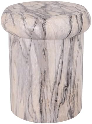 Christopher Knight Home 18.11 Inch Sculptural MGO Side Table Modern Round End Table Faux Travertine Indoor Outdoor Pedestal Accent Table, Natural Marble Look - Image 7