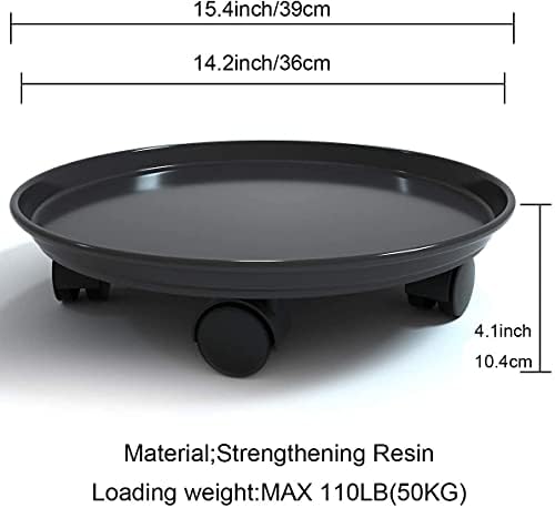 Plant Caddy with Wheels Heavy Duty,4 Pack of Plant Pallet Caddy,Round Potted Plant Stand Mover,Rollers Dolly Trolley Tray with Wheels (15.5" 4pcs Black) - Image 2