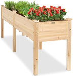 Best Choice Products 72x24x30in Raised Garden Bed, Elevated Wood Planter Box Stand for Backyard, Patio, Balcony w/Divider Panel, 6 Legs, 300lb Capacity - Natural by BestChoiceProducts