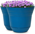 Headwind Traverse Planters – 10" 2 Pack Plastic Plant Pot in Sapphire Blue - Indoor & Outdoor Pots for Plants with Drainage - Decorative Plant Pot, Flower Pots Outdoor for Garden by Robert Allen by Headwind
