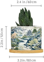 Trend Dragon and Print Ceramic Planters Chinoiserie Asian Inspired Planters for Indoor Plants with Drainage Holes and Saucers Pot for Outdoor Garden Home Plant - Image 2