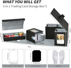 Commander Deck Box for MTG, Trading Card Storage Box Holds 400+ Double-Sleeved Cards, 5 IN 1 Removable Card Case with Dice Tray, Display Window with Magnetic Card Holders for TCG/CCG (Black Grey) - Image 2