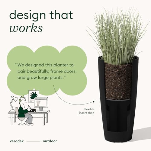 Veradek Mason Series Vega Planter - Tall Round Outdoor Planter with Shelf - Image 5
