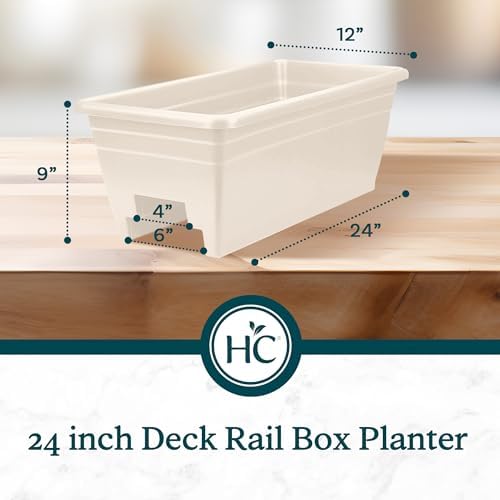 The HC Companies 24 Inch Heavy Duty Deck Rail Planter Boxes, White, 2-Pack - Image 3