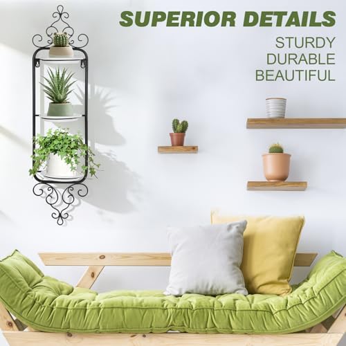 2 Pcs Metal Hanging Baskets for Plants Outdoor Wall Plant Holder Wall Mounted Hanging Planter Vase for Indoor Outdoor Plants Window Plant Shelves Hanging Planters for Indoor Plants and Flowers - Image 6