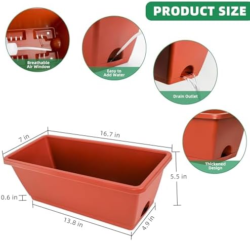 LOCONHA 12 Pack Window Box Planter, Plastic Vegetable Flower Planters Boxes - Image 4