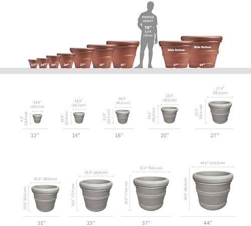Crescent Garden Brunello Classic Rolled Rim Planter Pot, Indoor/Outdoor Weather-Safe Round Plant Pot, Small Plastic Houseplant Pot for Herbs, Succulents, Faux Plants - 12'' W (Parchment) - Image 7