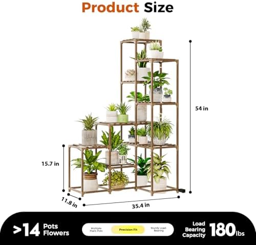 Bamworld Corner Plant Stand With Grow Lights - Tall Shelf Indoor Outdoor - Image 5