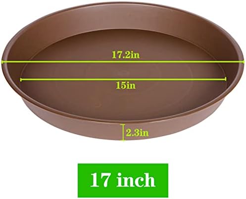 4 Pack of 16 17 inch Plant Saucer (15 inch Base), 2.3" Depth, Heavy Duty Deep Plant Trays for Pots, Bird Bath Bowls, Plant Water Saucers for Indoors, Planter Drip Trays (17", Chocolate) - Image 3