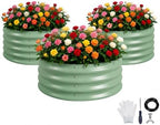 Sponvatt 3Pcs Round Galvanized Raised Garden Bed 2x1 FT Metal Planter Box by Sponvatt