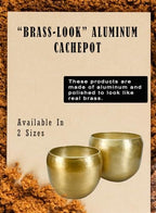 Serene Spaces Living Brass-Look Aluminum Cachepot: Handcrafted in India, Elegant Wedding & Home Decor, Vintage Planter for Indoor Plants, Flowers, Table Centerpieces, Small, 13" Diameter & 10.5" Tall - Image 6