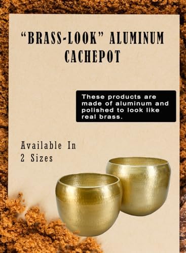 Serene Spaces Living Brass-Look Aluminum Cachepot: Handcrafted in India, Elegant Wedding & Home Decor, Vintage Planter for Indoor Plants, Flowers, Table Centerpieces, Small, 13" Diameter & 10.5" Tall - Image 6