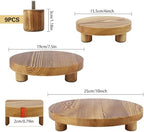 Wooden Plant Stands,Wood Risers Indoor Outdoor for Decor,Wooden Stool Display Stand for Home Table Bathroom Kitchen,Round Brown,3PCS - Image 2