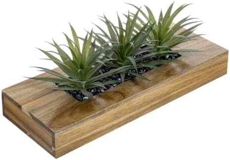 MyGift Artificial Grass Plant in Rectangular Wood Planter (Brown, 15 Inch) by MyGiftHome
