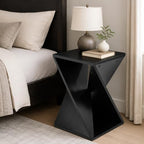 COZAYH Farmhouse Square Solid Wood Twisted Pedestal Side Table, Black - Image 5