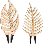 Treleaf Bare™ Bundle – Monstrella + Palmella - Set of 2 Wooden Plant Trellises for Indoor Climbing Houseplants – 12” Tall Customizable Leaf-Shaped Plant Supports by TRELEAF