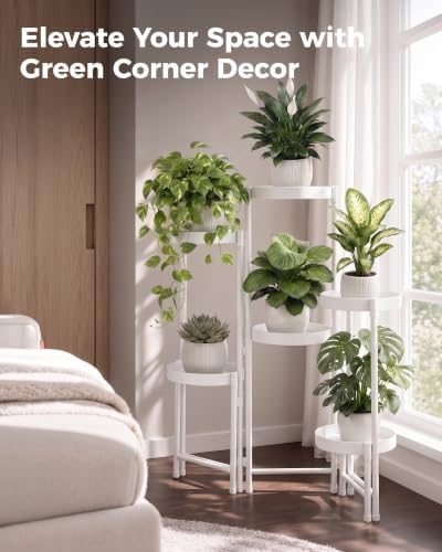 Bamworld Plant Stand Indoor Outdoor 6 Tier Corner Plant Shelf Metal Holder - Image 7