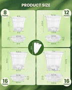 24 Pcs 7/6/5/4 In Clear Nursery Pots for Plants with Saucers, 24 Labels - Image 2
