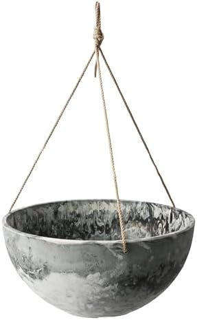Algreen Acerra Hanging Planter Basket Set, Gray Marble, 2 Pack Indoor/Outdoor Hanging Plant Pots with Rope Hangers - Image 4