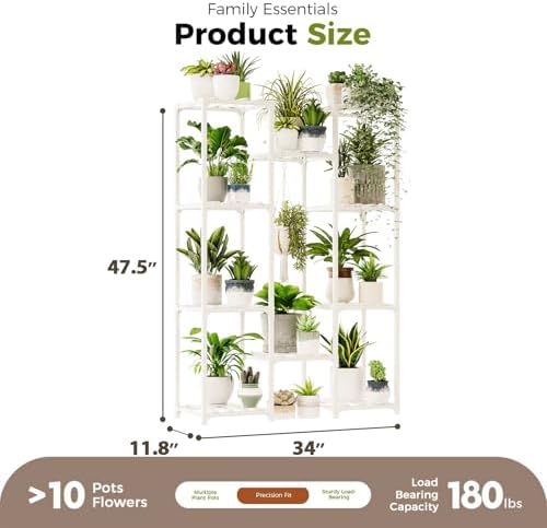 Bamworld White Plant Stand Indoor/Outdoor Ladder Plant Rack, 3 Tiers for 7 Pots, Living Room Boho Decor - Image 5