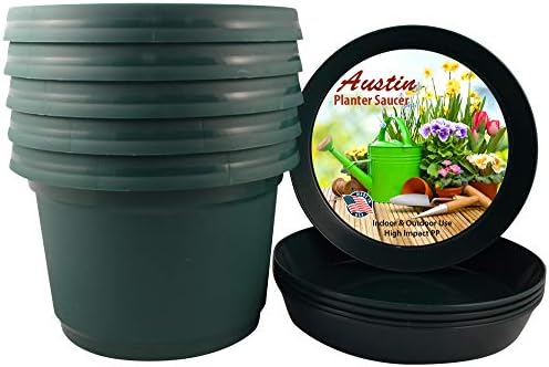 Flower Pots with Saucers, 7 inch, Hunter Green Case of 5 by AustinPlanter