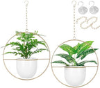 2 Pack Hanging Planter with 5.5" Pot, Metal Hanging Plant Holder by Shineloha