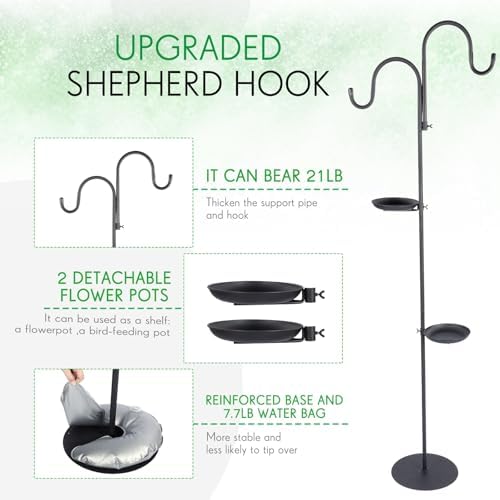 1 Set 75.9'' Adjustable Shepherds Hook Stand, Classic 2 Hooks - Image 4
