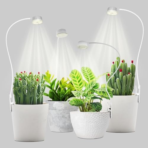 Shyineyou Small Grow Lights for Indoor Plants Full Spectrum,Plant Lights for Indoor Growing, Clip on Plant Grow Light with 3/9/12H Timer for Succulents,Small Plants, 4-Pack by SHYINEYOU