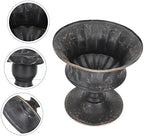 VICASKY Elegant Black Metal Urn Planter - Tall Plant Pot with Pedestal for Outdoor Arrangement - Vintage Gold Vase for Wedding Centerpiece Decor Rustic Farmhouse Floral Holder - Image 4
