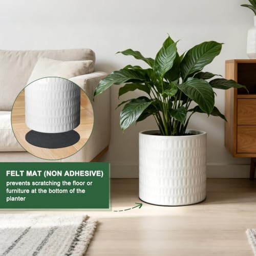 10 Inch Ceramic Plant Pot with Drainage - Image 4