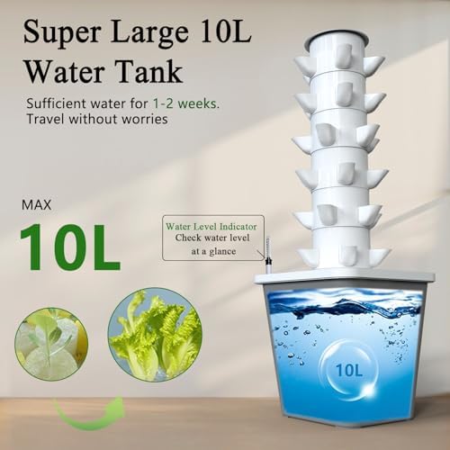 Hydroponics Growing System, 30-Plant Indoor Hydroponic Tower with Timer and Pump System, Plants Germination Kit, Vertical Hydroponic System for Gardening Lover (No Seed) - Image 3