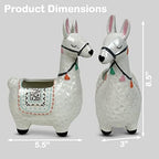 Ceramic Llama Planter for Succulent Plants Cute Alpaca Decor for Home, Office 8 1/2 Tall with Drain Holes Perfect for Cactus or Small House Plant Decoration (White) - Image 3