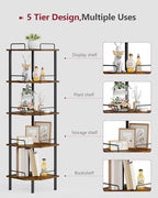 Tajsoon 5 Tier Corner Shelf Stand, Small Corner Table, Rustic Brown - Image 5