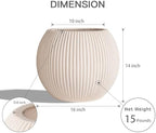 16" Sphere Fluted Outdoor Planter, Off-White,Modern Round Plant Pot - Image 6
