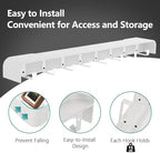 Coat Rack Wall Mount with Shelf 8 Hidden Hooks Modern Wooden Key Holder Entryway Organizer for Hallway Bedroom Bathroom Home Decor Storage for Hanging Coats Hats Bags Towels, White - Image 4