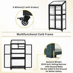 Wooden Greenhouse, Cold Frame Portable Greenhouse with Wheels and Adjustable Shelves for Indoor Outdoor Patio Balcony Garden, 31.5" Lx22.4 Wx62 H, Black (White) - Image 3