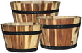 Whiskey Barrel Planter, Wooden Garden Pot, Set of 3, Acacia by GROWSCAPE