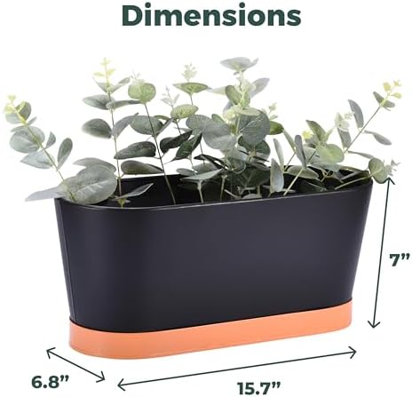Window Garden Window Boxes Planters - 2-Pack Rectangular Planter - Window Sill Planter Box - Plastic Plant Pot with Water Level Indicator, Drainage Holes, and Trays - Image 3