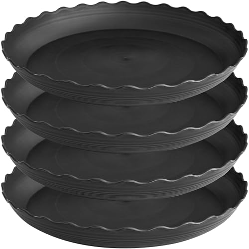 4 Pack of 16 inch Plant Saucer, Depth Large Plant Tray, Heavy Duty Plant Trays for Indoors no Holes, Plastic Pot Tray for Planter (Black) by Unknown