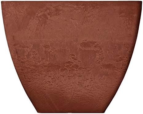 PSW Pot Collection FB40TC 16x13 inch Plastic/Stone/Wood Composite Square Planter – No Drainage Hole (Drillable), Modern Indoor/Outer Pot for Flowers, Foliage, Fairy Gardens, Terra Cotta Color - Image 2