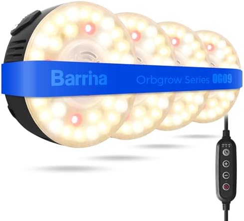 Barrina OG09 Grow Light, 36W(4 x 9W), 660nm Red LEDs, Timer, 4 Packs, Black by Barrina