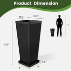 24" Tapered Tall Planters for Outdoor Plants with Tray&Shelf, Black - Image 2