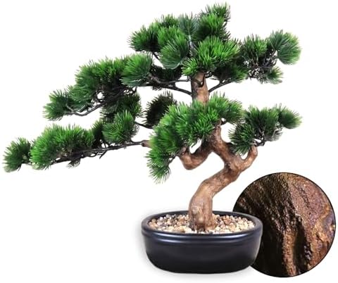 Artificial Bonsai Tree 16" Tall with Realistic Wood and Ceramic Pot, Fake Plants for Home, Bedroom and Office Desk, Japanese Decor by Unknown