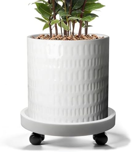 10 Inch Plant Pot with Caddy by YUFDA