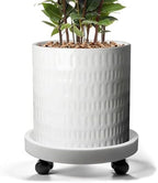 10 Inch Plant Pot with Caddy by YUFDA