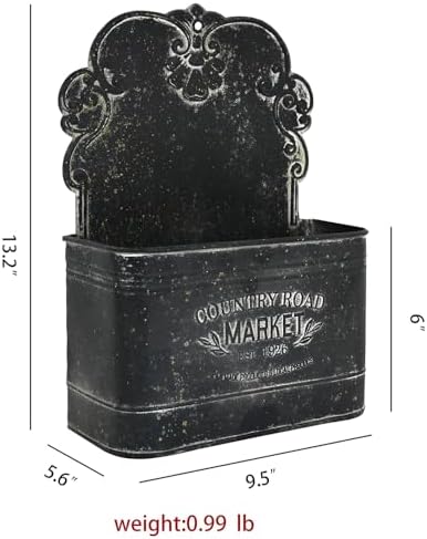 All Chic Black Metal Wall Planter - Outdoor Indoor Hanging Rustic Mount for Farmhouse Decor - Image 2