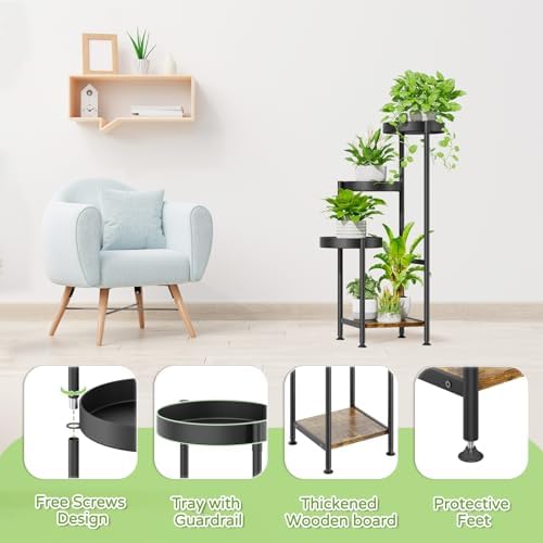 Oppro Plant Stand Indoor Outdoor, 4 Tier Corner Metal Flower Shelf Holder - Image 3