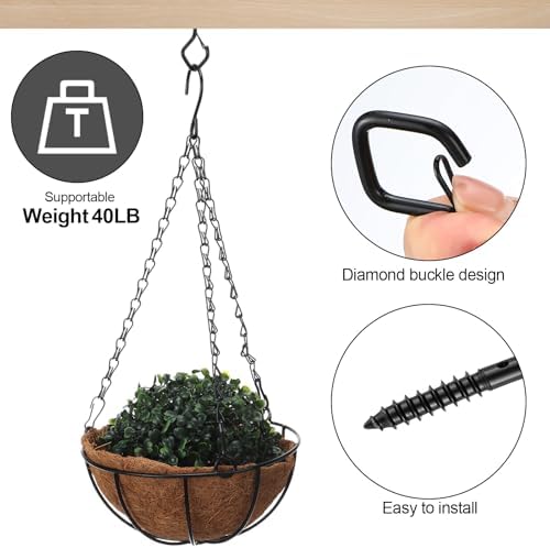 LEIFIDE 150 Pcs Heavy Duty Ceiling Hooks for Hanging Plants, Screw in Hooks with Safety Buckle for Outdoor String Light, Metal Plant Hook for Bird Feeder, Wind Chimes, Patio Garden Decor - Image 3